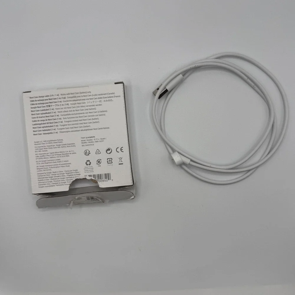 Google Nest Cam Charge Cable 1 Meter 3‎ Feet Power Cord White Power Cables